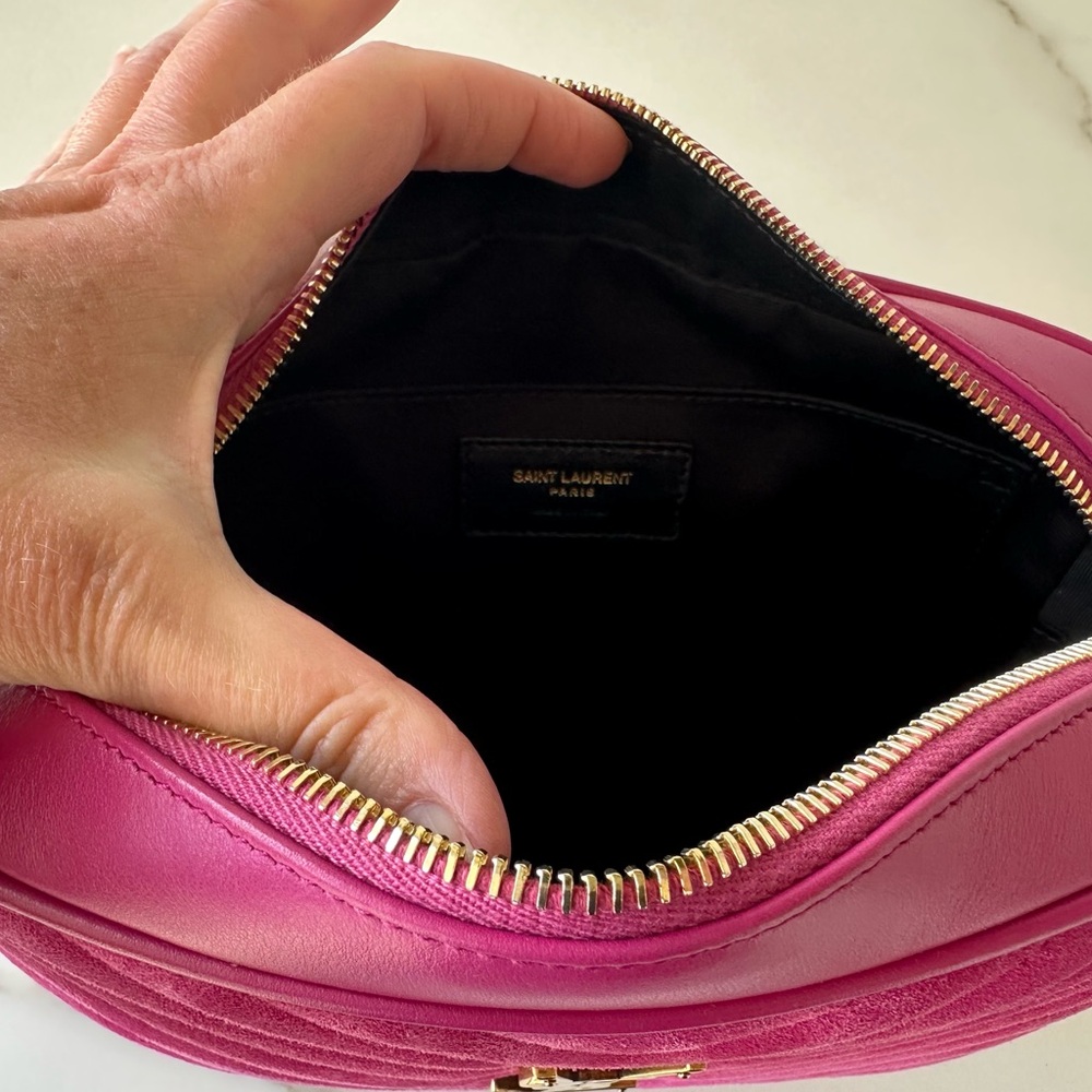 Yves Saint Laurent Lou Camera Bag in Pink Suede/Leather, EUC - Picture 11 of 15